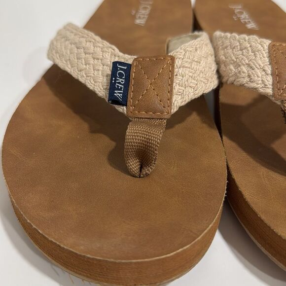 J. Crew Tan and Cream Flip-Flop Sandals with Braided Straps EUC - Picture 3 of 6